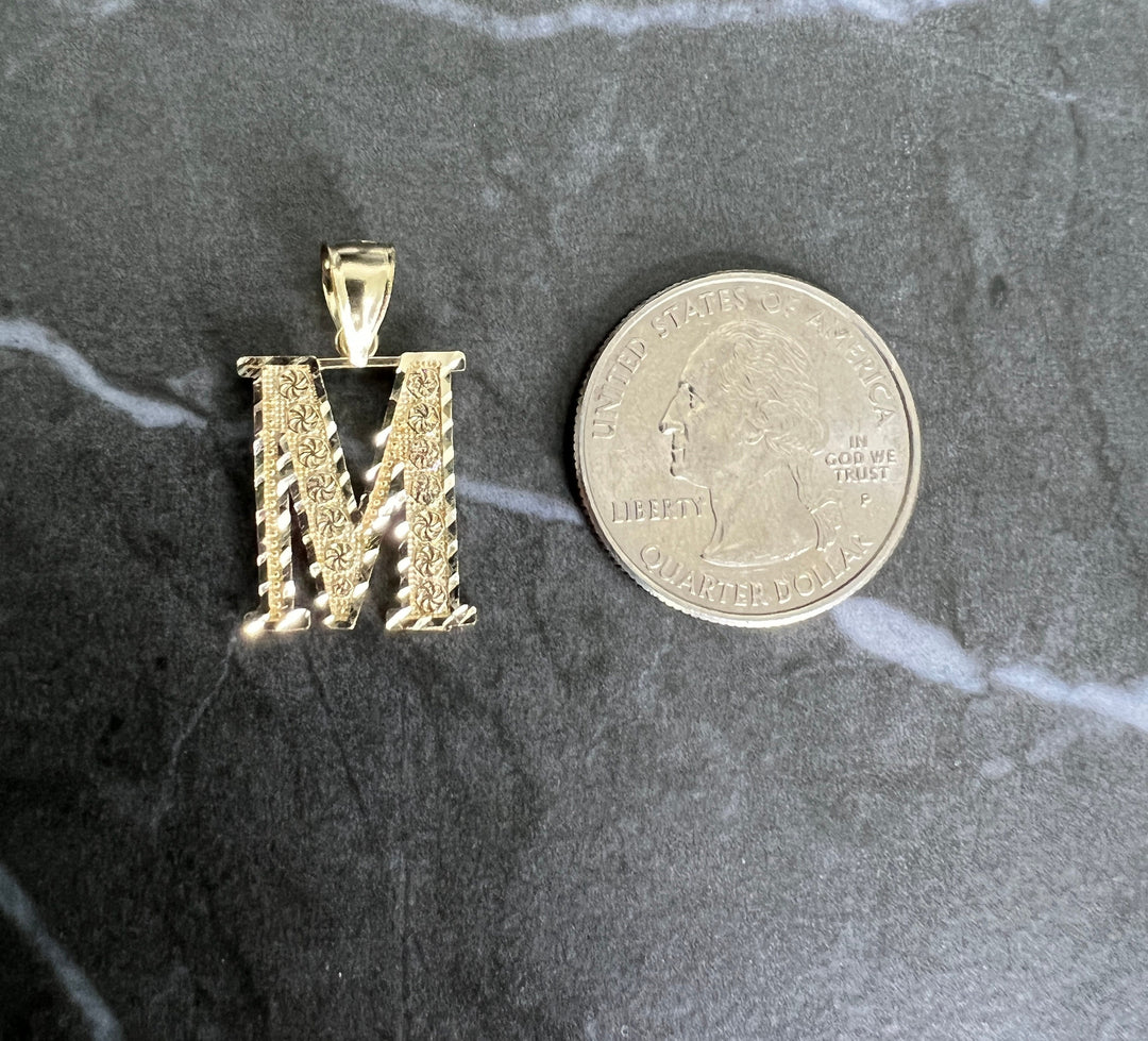 Authentic 10K Gold Initial Letter Charm/Pendant - Medium