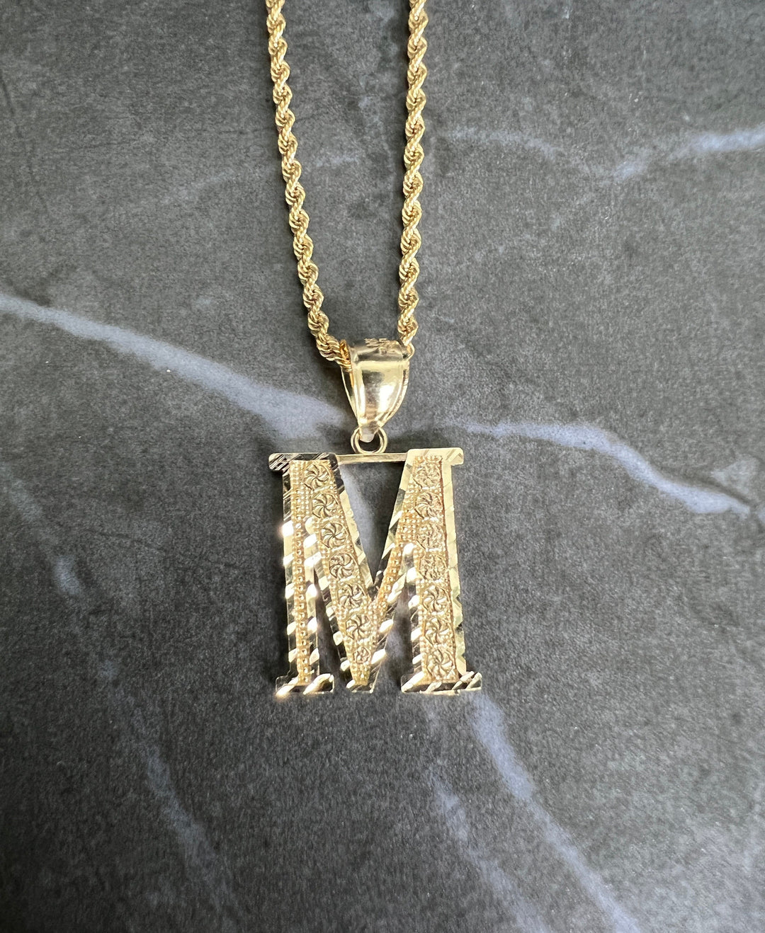 Authentic 10K Gold Initial Letter Charm/Pendant - Medium