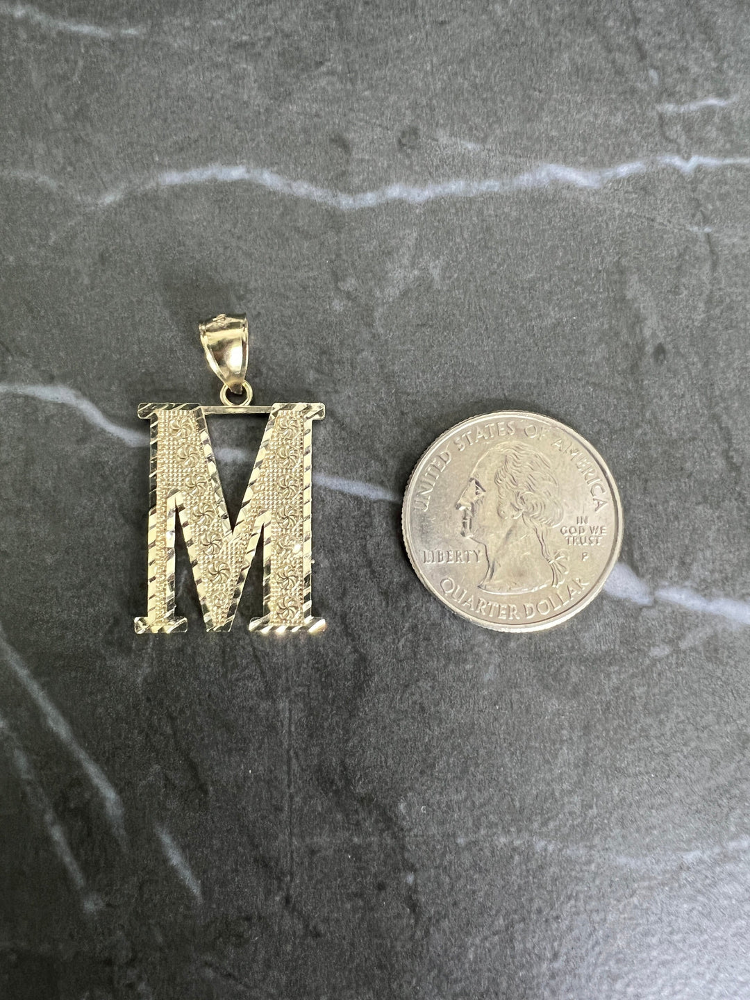 Authentic 10K Gold Initial Letter Charm/Pendant - Large