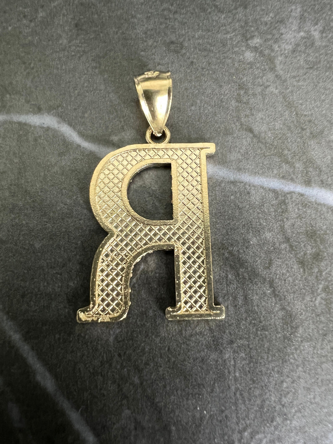 Authentic 10K Gold Initial Letter Charm/Pendant - Large