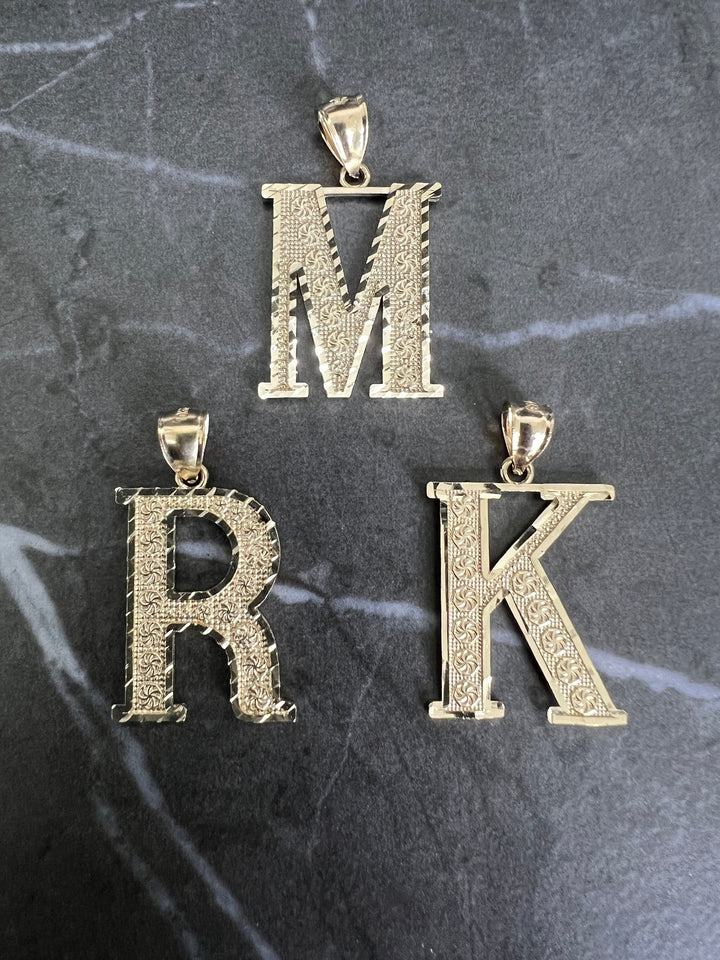 Authentic 10K Gold Initial Letter Charm/Pendant - Large