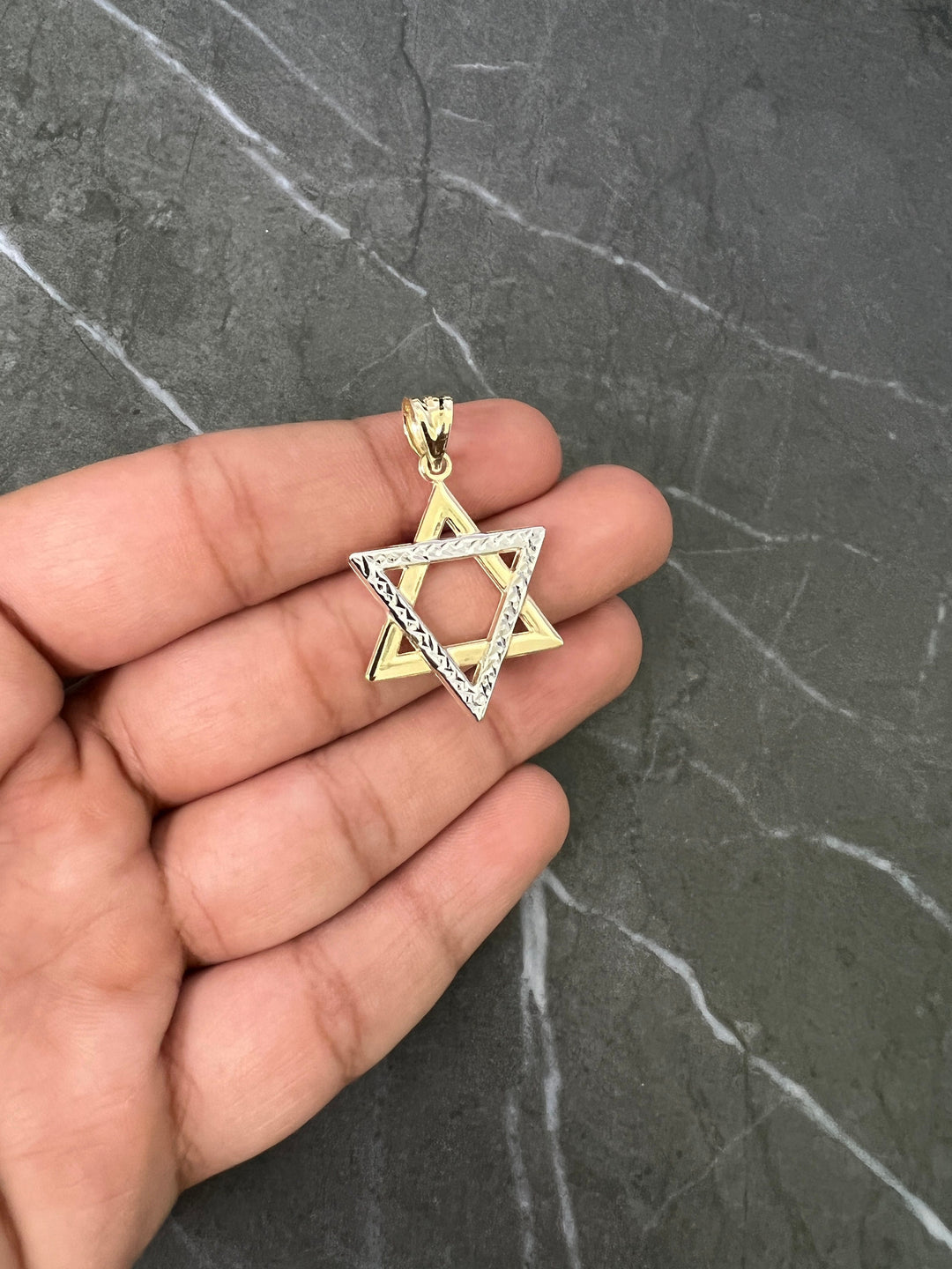 10K Yellow Gold .925 Sterling Silver Diamond Cut Star of David, Religious, Jewish and Hebrew Bat Mitzvah Gift, Judaica Holy Torah Pendant