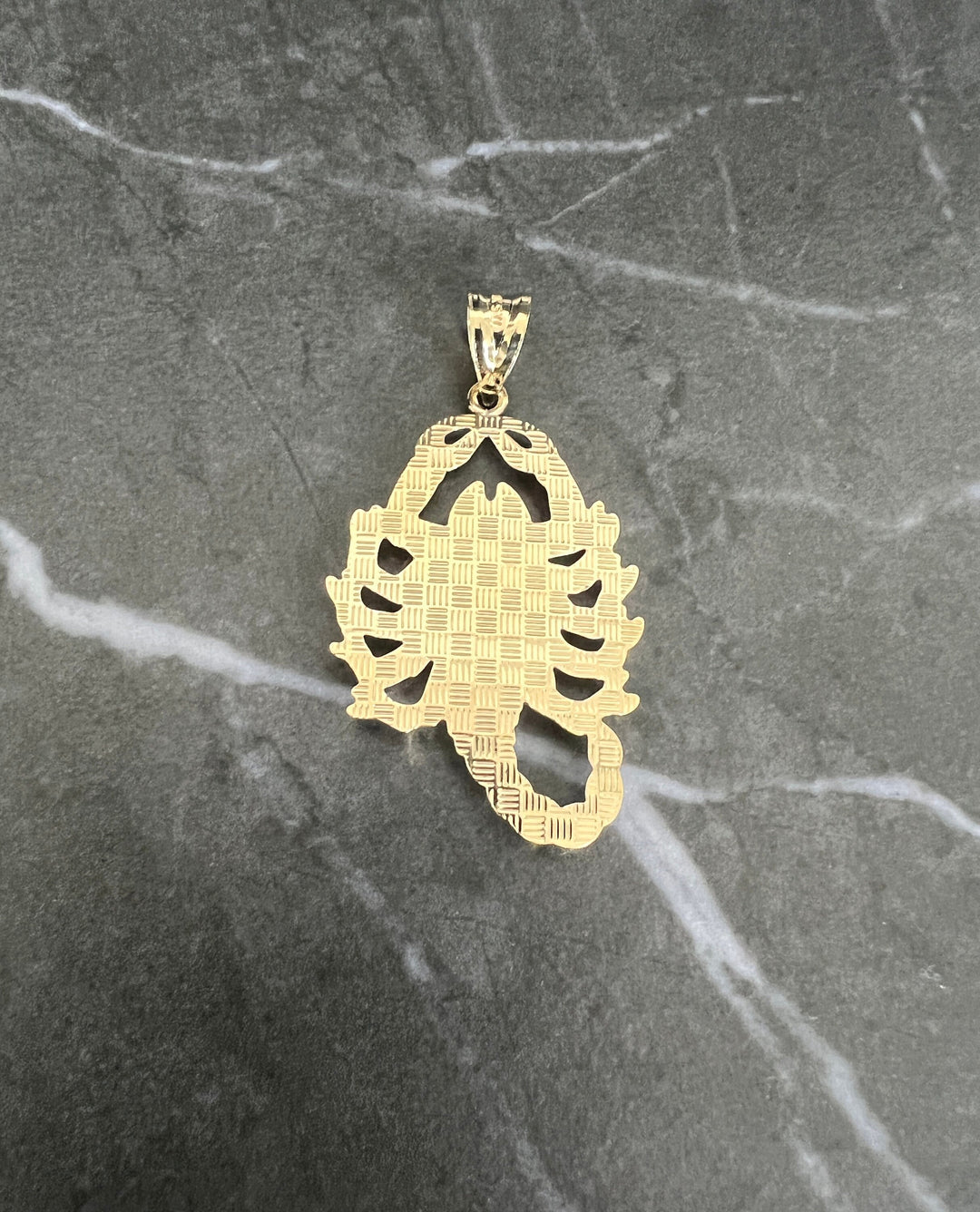 10K Yellow/White Gold .925 Sterling Silver Two Tone Diamond Cut Scorpion, Zodiac Horoscope Scorpio Jewelry, Escorpion Dije Oro Charm/Pendant