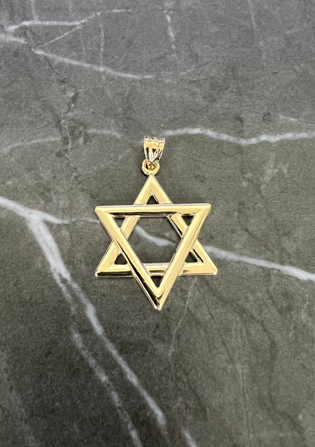 10K Yellow Gold .925 Sterling Silver Diamond Cut Star of David, Religious, Jewish and Hebrew Bat Mitzvah Gift, Judaica Holy Torah Pendant