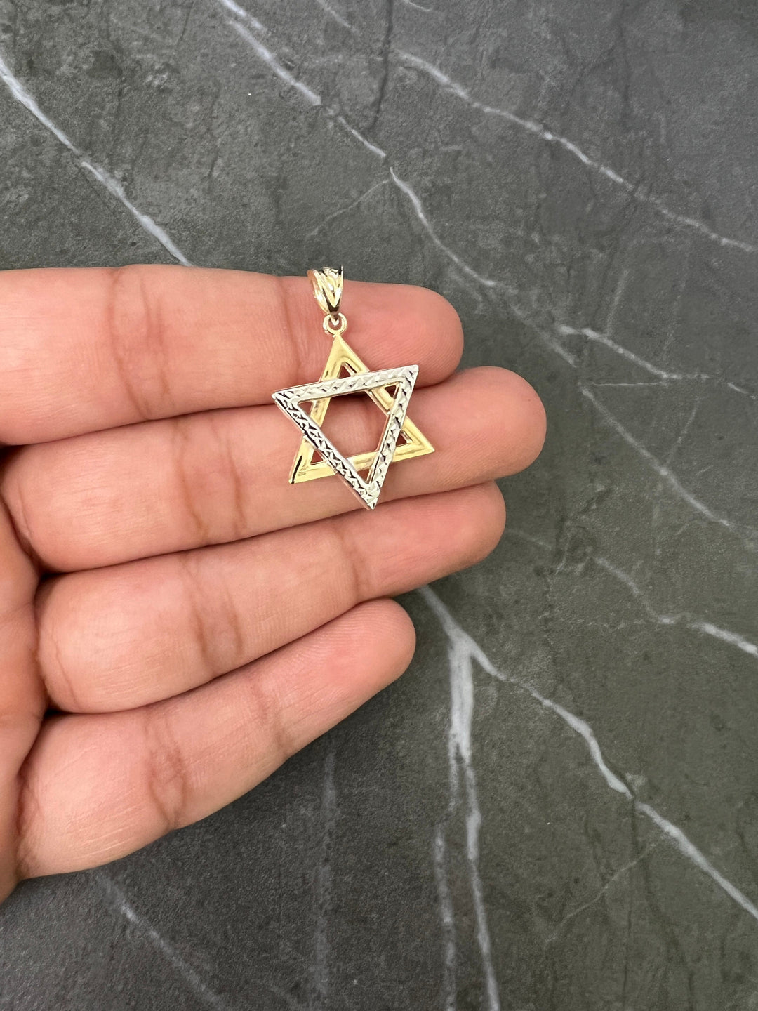 10K Yellow Gold .925 Sterling Silver Diamond Cut Star of David, Religious, Jewish and Hebrew Bat Mitzvah Gift, Judaica Holy Torah Pendant