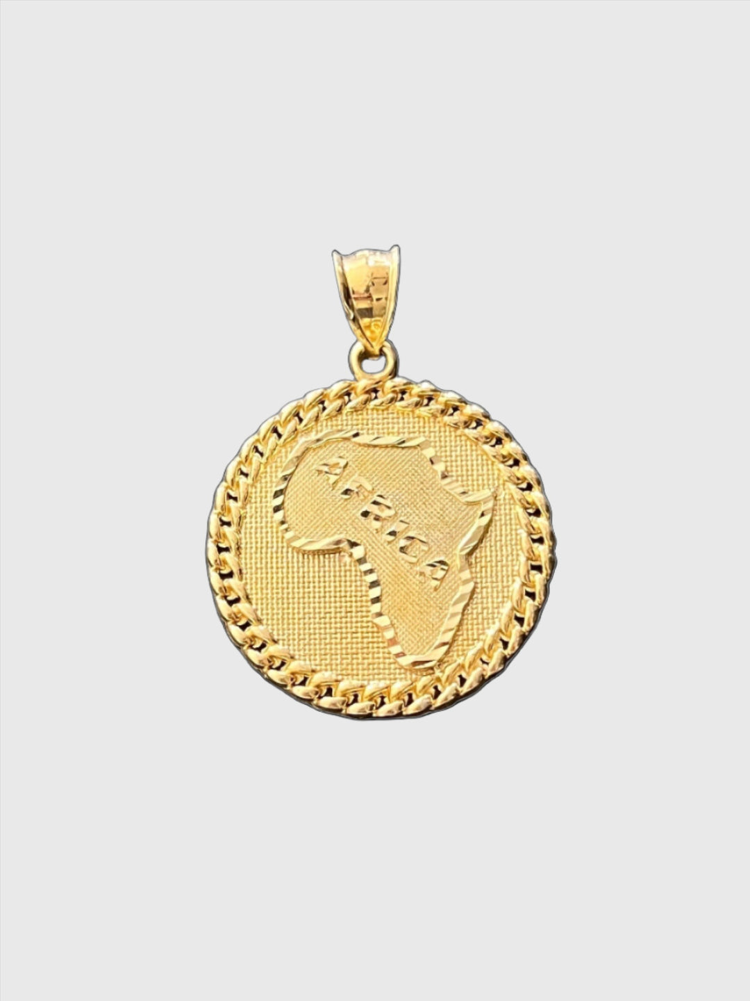 10K Authentic Solid Yellow Gold Textured Charm/Pendant, African Jewelry Ethnic, Nugget Africa Continent Outline Map Pendant/Charm 10K Gold